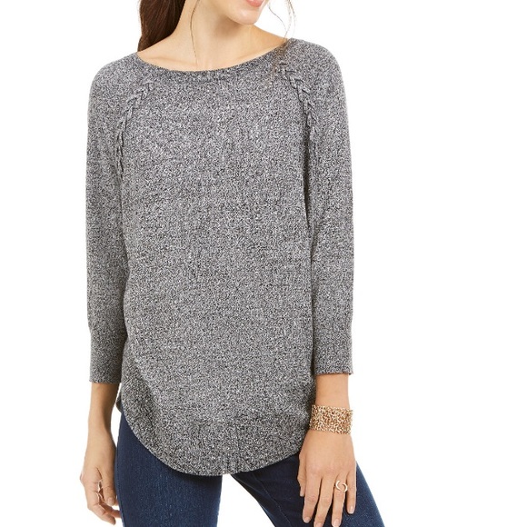 Style and Co gray chevron trimmed sweater NWT